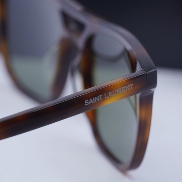 Saint Laurent SL455 002 Square Sunglasses - Havana/Green - Picture 5 of 9